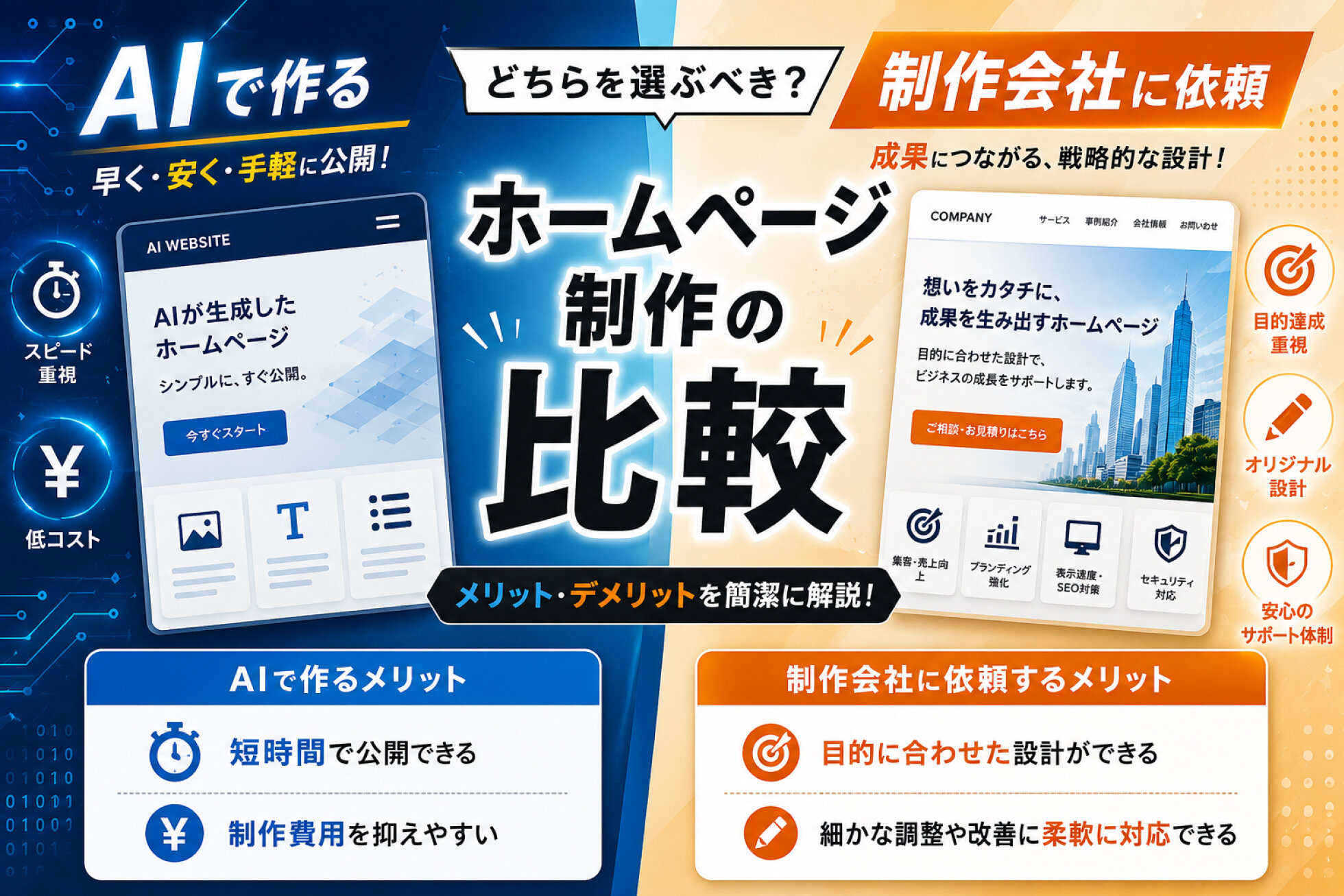 AIでホームページを作る？制作会社に依頼する？メリット・デメリットを比較！🤔
